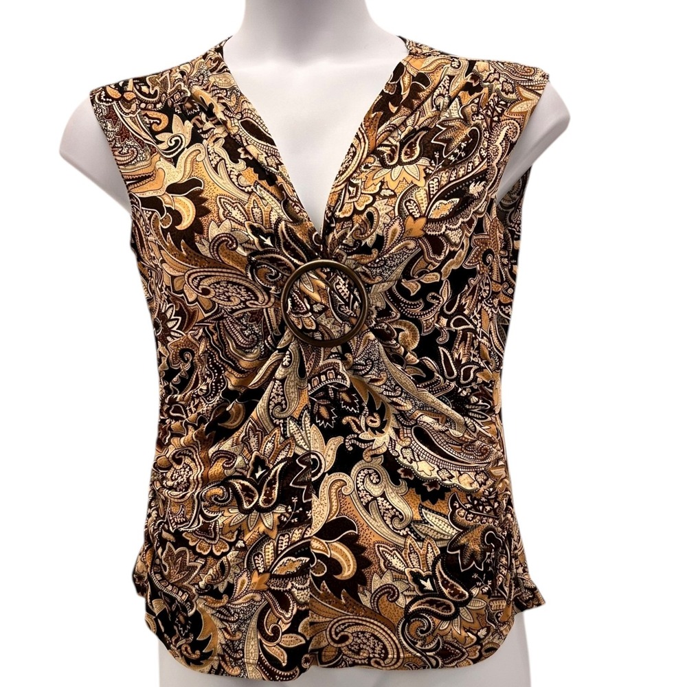 Vintage 90s Paisley Blouse Brown‎ Large